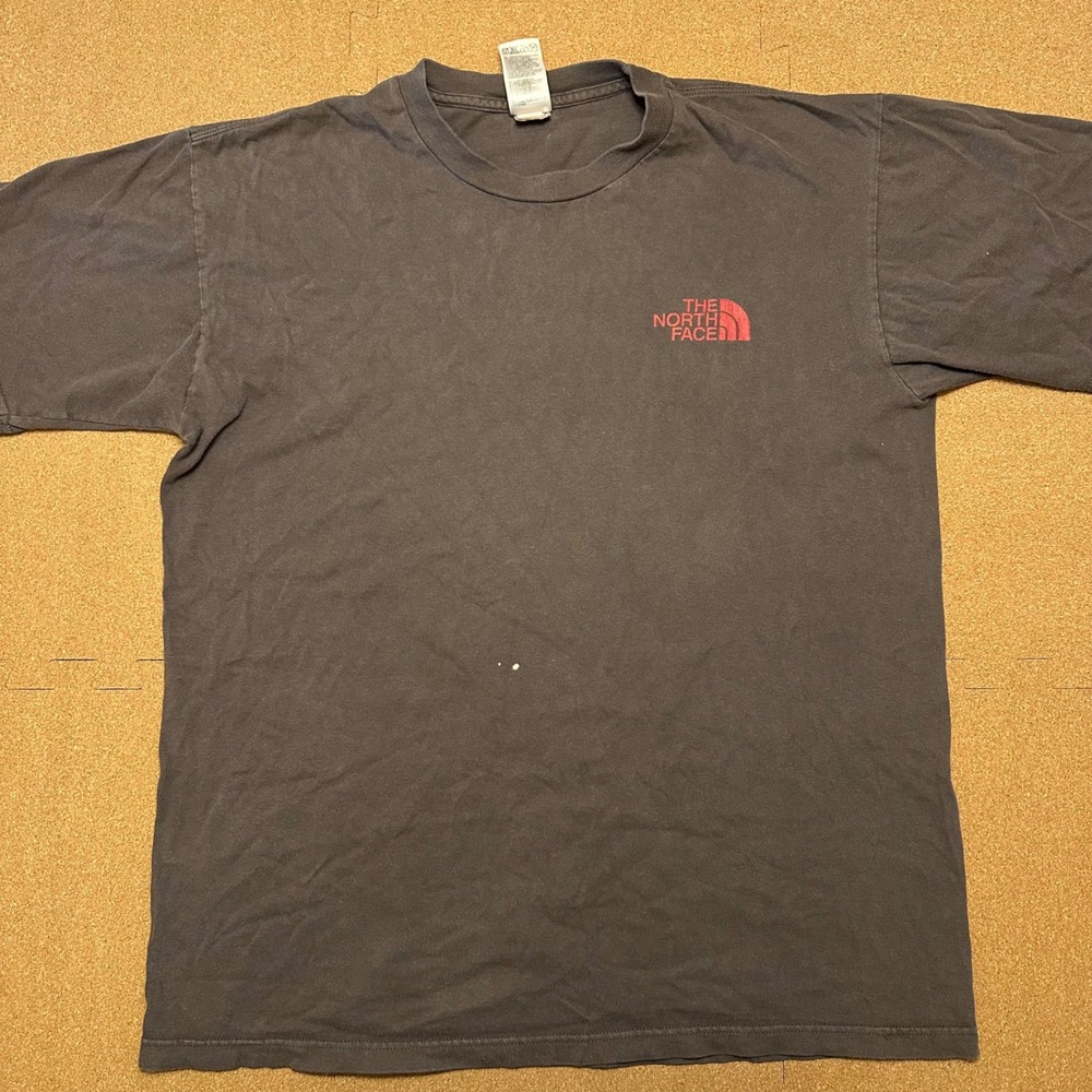 The North Face T-Shirt Mens Medium Gray Never Stop Exploring Surfboard Graphic